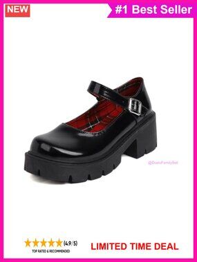 Caradise Platform Mary Janes Chunky Block Heel Goth Dress Shoes